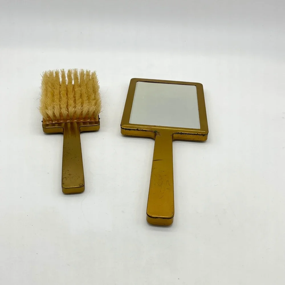 Vintage‎ Vanity Set Brush and Mirror Gold Tone Elegant Dressing Table Decor